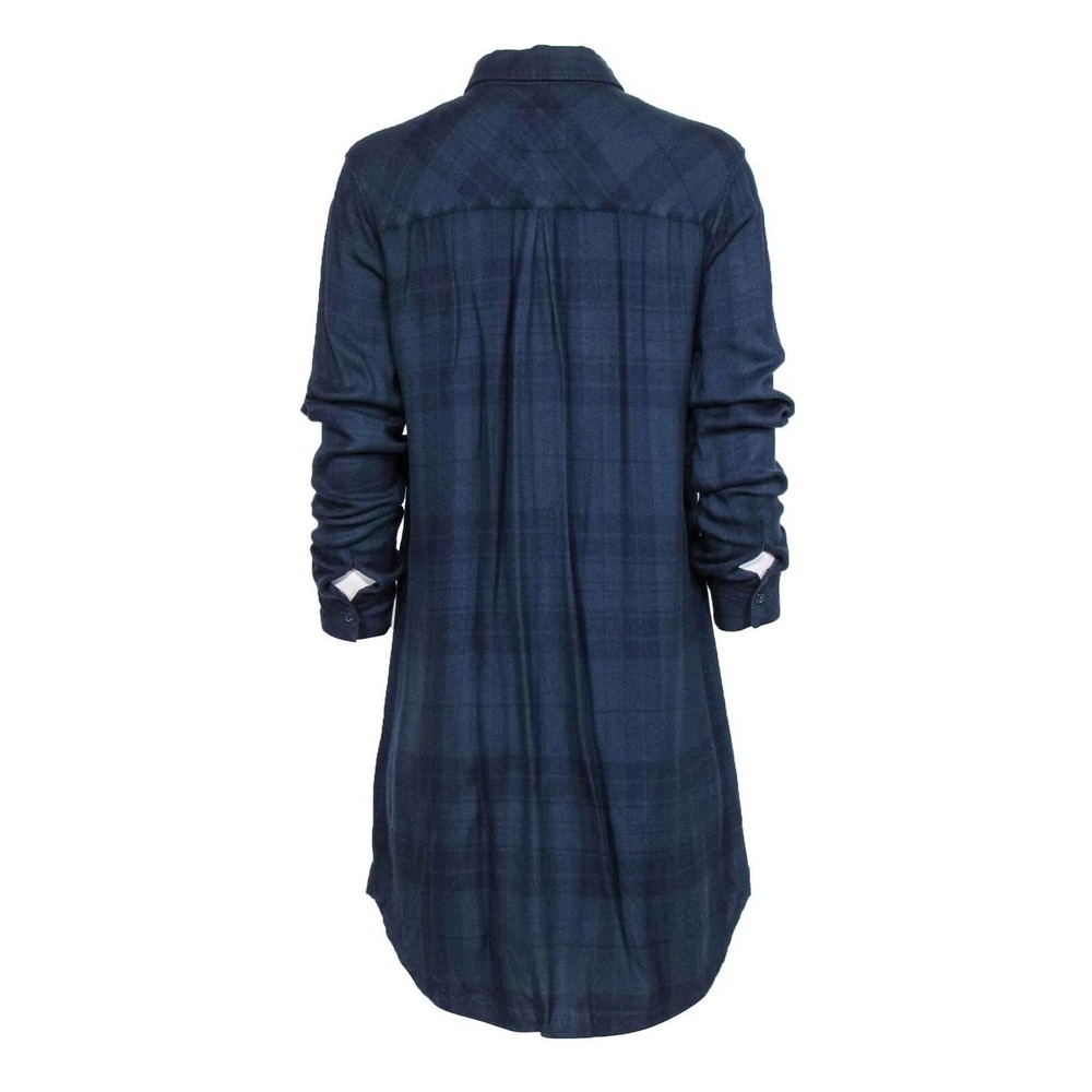 Rails Plaid Flannel Long Sleeve Shirt Dress Dark Navy Green Womens Medium H10707 - Picture 7 of 8